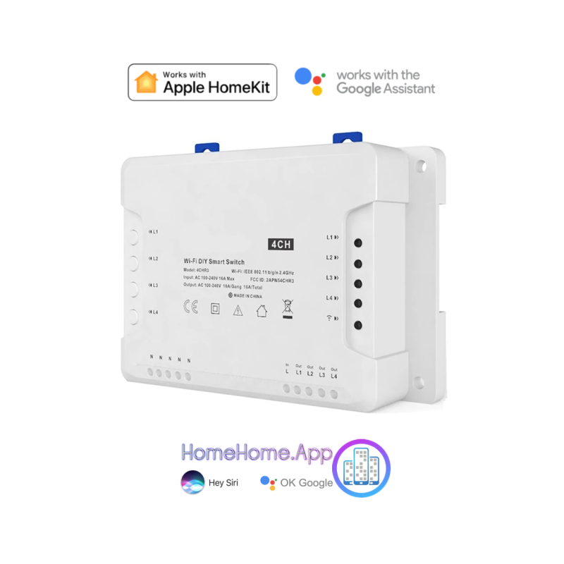 4CH R3 Relay Smart Home For Apple HomeKit WiFi Google Assistant Voice Din Rail - Görsel 5
