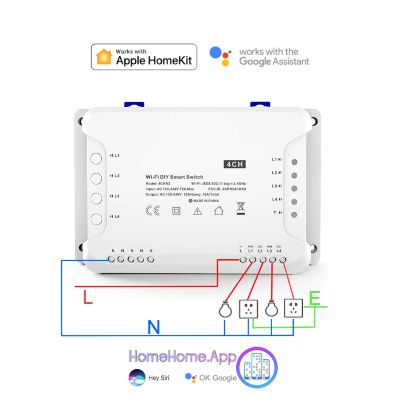 4CH R3 Relay Smart Home For Apple HomeKit WiFi Google Assistant Voice Din Rail - Görsel 4