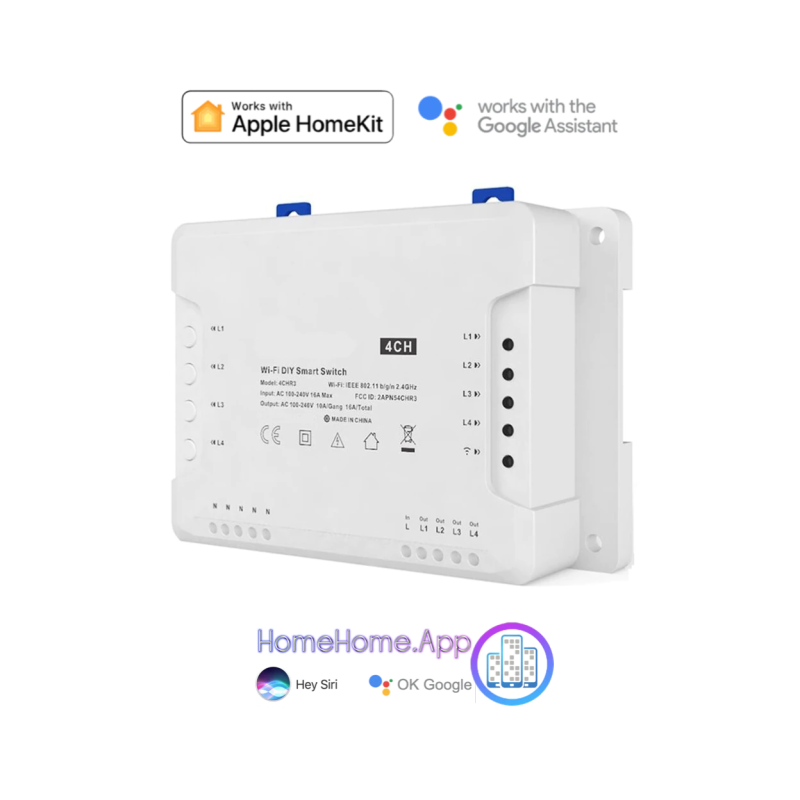 4CH R3 Relay Smart Home For Apple HomeKit WiFi Google Assistant Voice Din Rail - Görsel 2